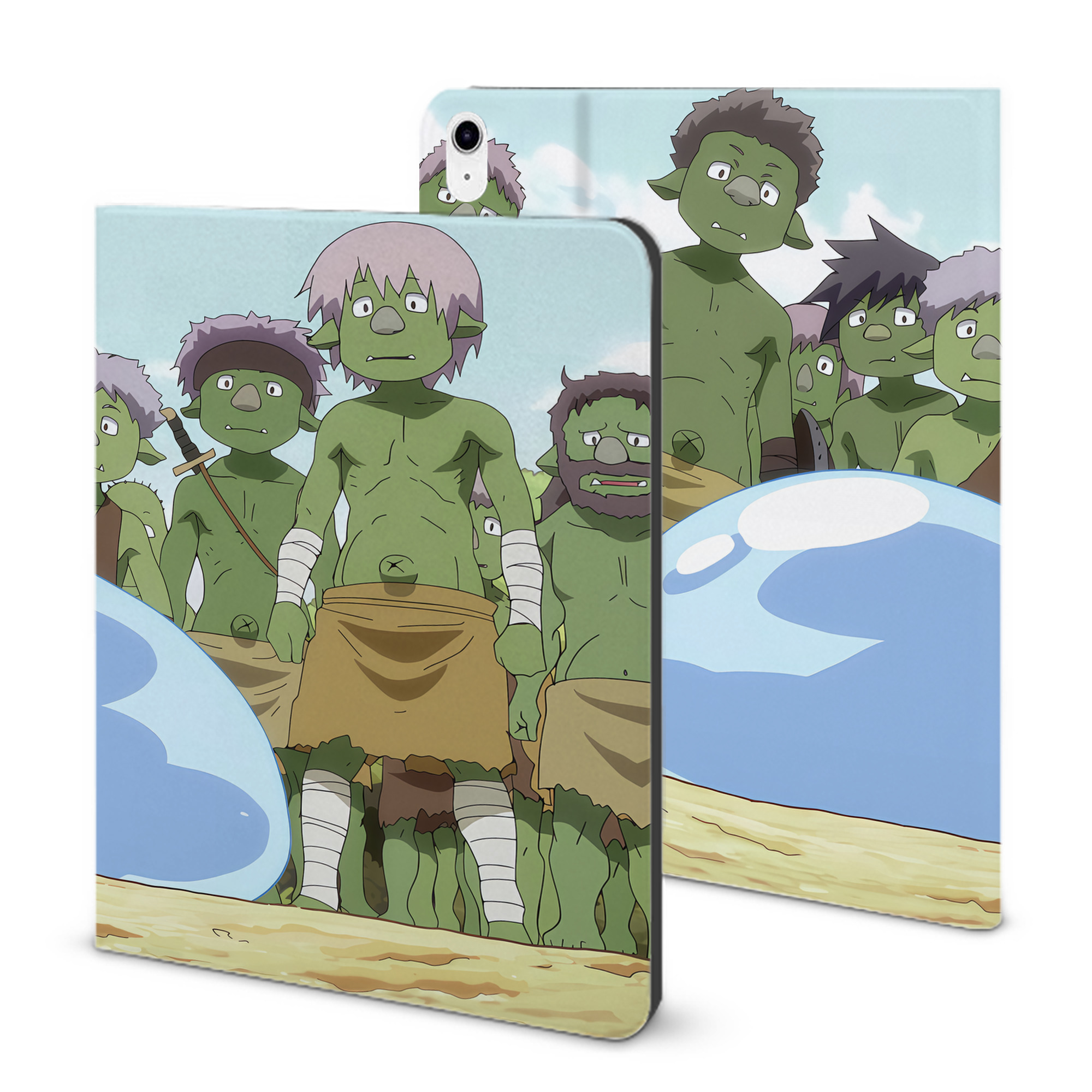 （画像用） 転スラ Regarding Reincarnated to Slime IPad ケース ブック型 PUレザー TPU 耐衝撃 軽量 薄型 ペン収納なし 全面保護 IPad 各モデル対応